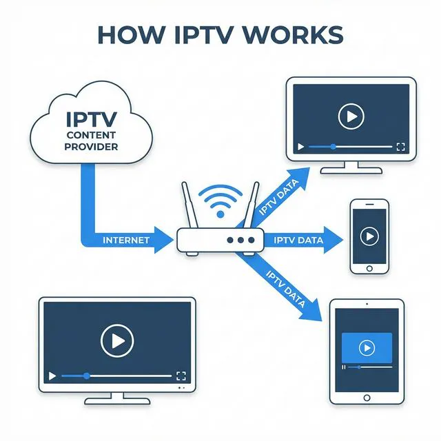 Schéma explicatif du fonctionnement IPTV pour débutants