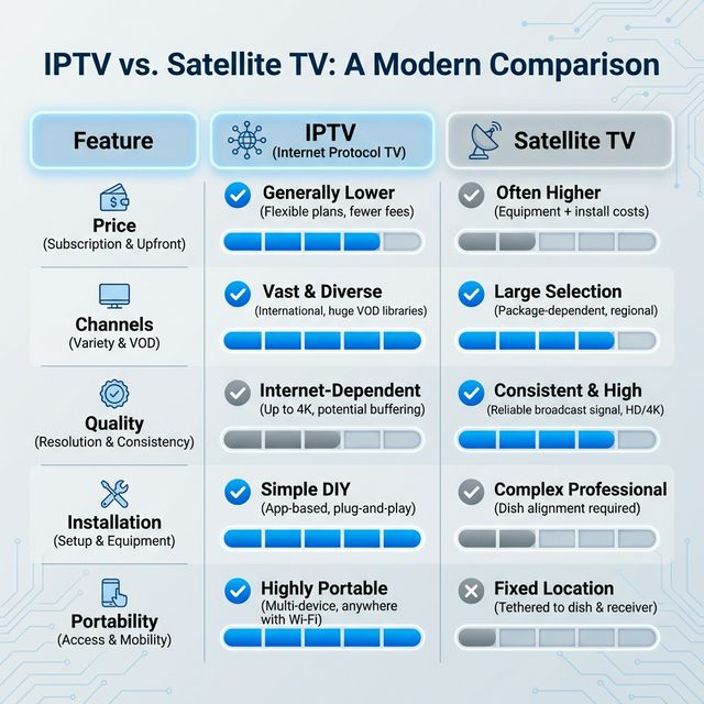 Comparatif IPTV versus satellite - prix qualité chaînes